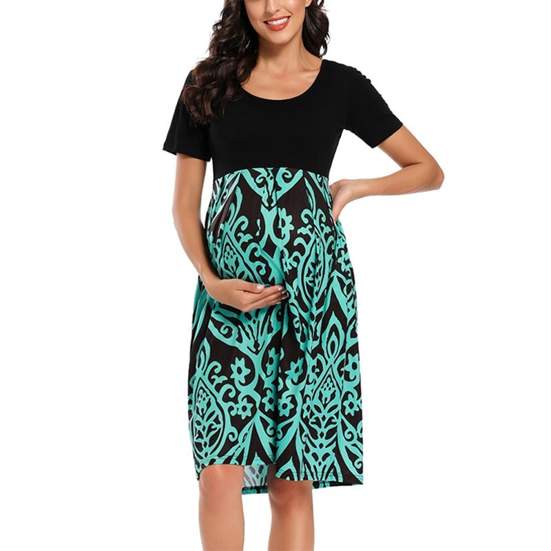 Guest Dressed-Short Sleeve Casual Maternity Dress