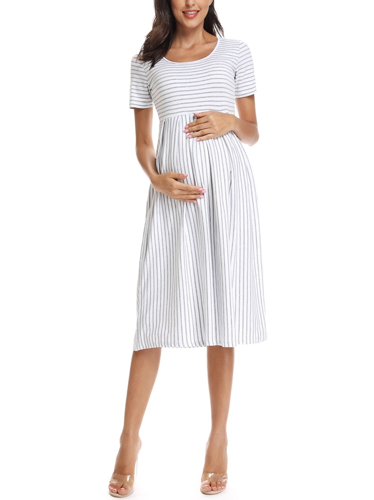 Guest Dressed-Short Sleeve Casual Maternity Dress