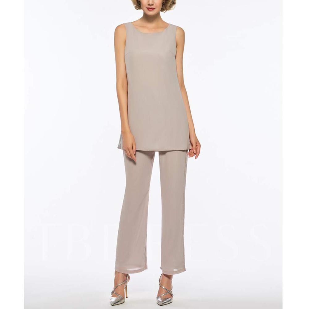 Guest Dressed-Mother of the Bride/Groom 3 Piece Pantsuit in Champagne, Silver, Black, Blue, Sky Blue, Green, Pink, Purple, and Khaki