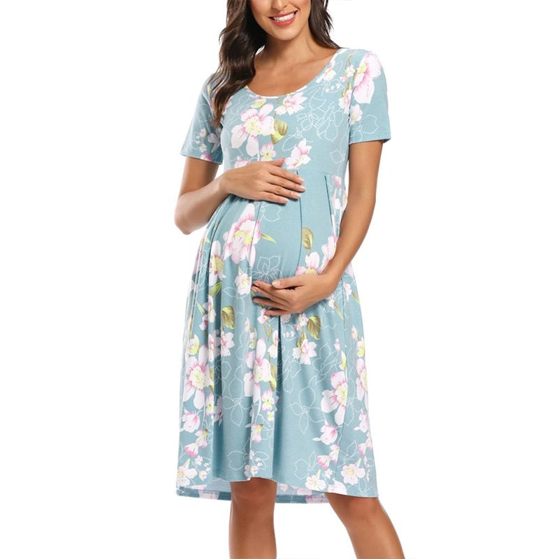 Guest Dressed-Short Sleeve Casual Maternity Dress