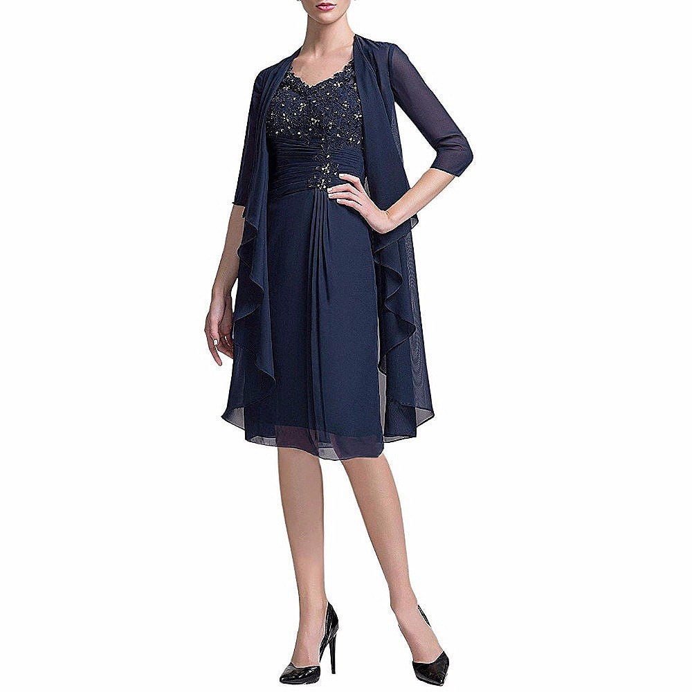 Guest Dressed-Two- Piece Knee-Length Mother of the Bride/Groom Dresses With Jacket