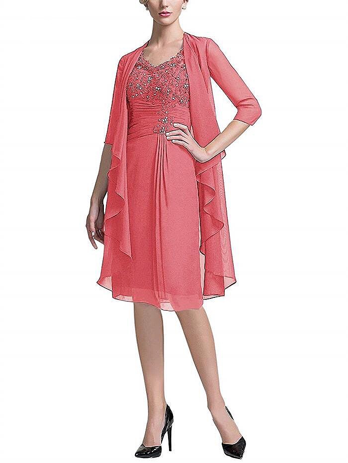 Guest Dressed-Two- Piece Knee-Length Mother of the Bride/Groom Dresses With Jacket