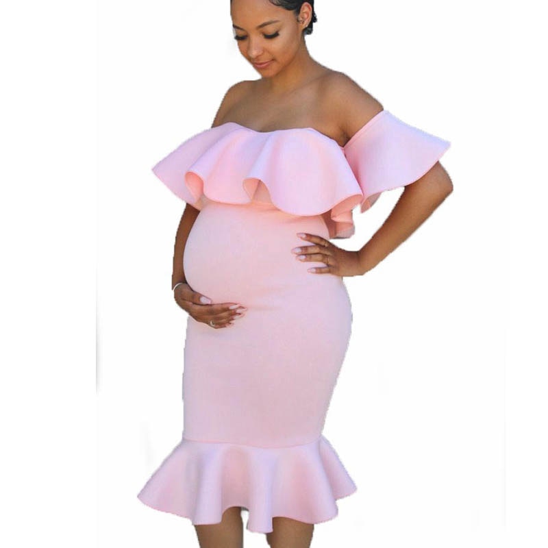 Guest Dressed-Fitted Ruffle Maternity Dresses
