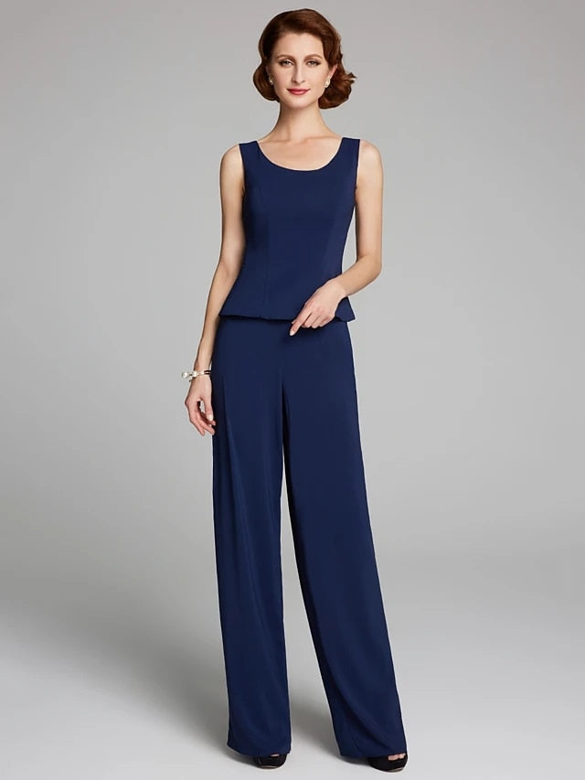 Guest Dressed-Mother Of The Bride/Groom 2-Piece Pant Suit with Lace Sequin Jacket