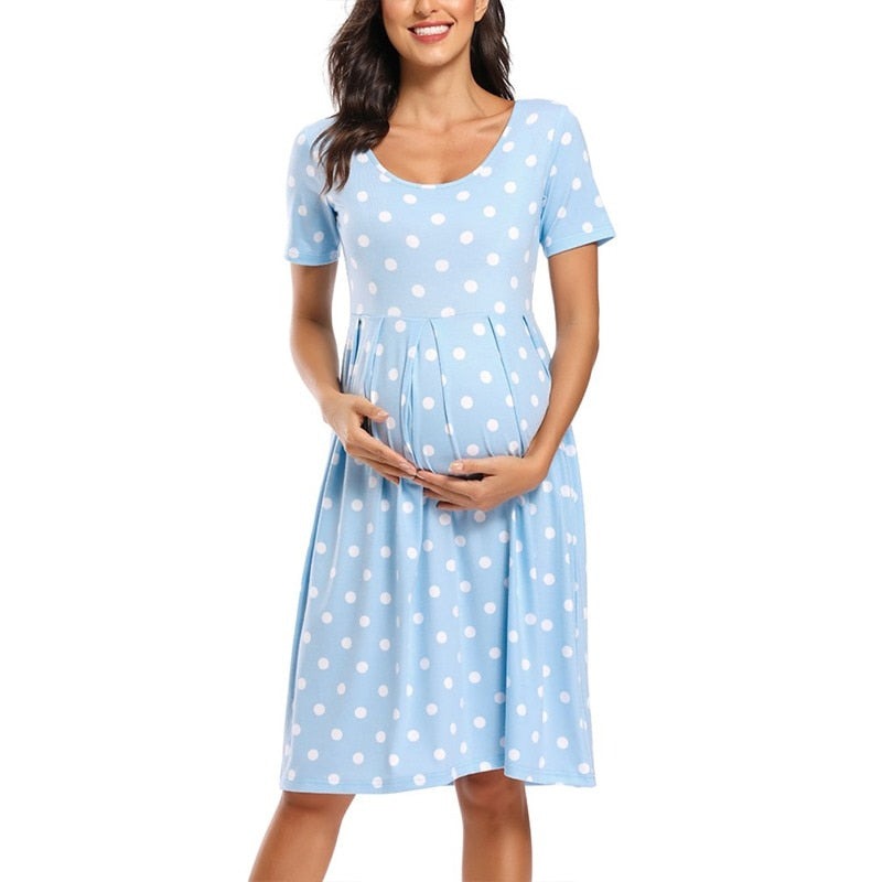 Guest Dressed-Short Sleeve Casual Maternity Dress
