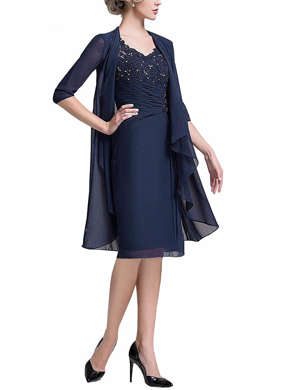 Guest Dressed-Two- Piece Knee-Length Mother of the Bride/Groom Dresses With Jacket
