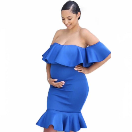 Guest Dressed-Fitted Ruffle Maternity Dresses