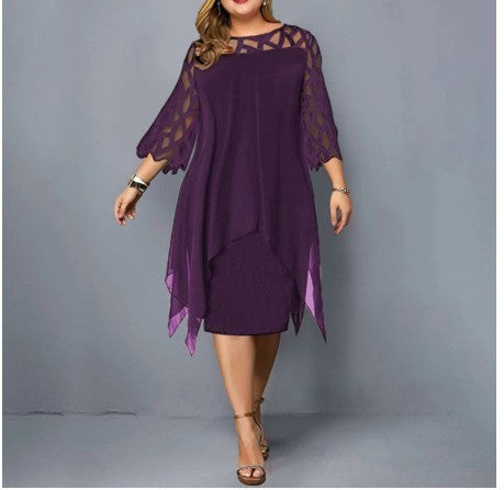 Guest Dressed-Plus Size Mother of the Bride/Groom with Tiered Overlay