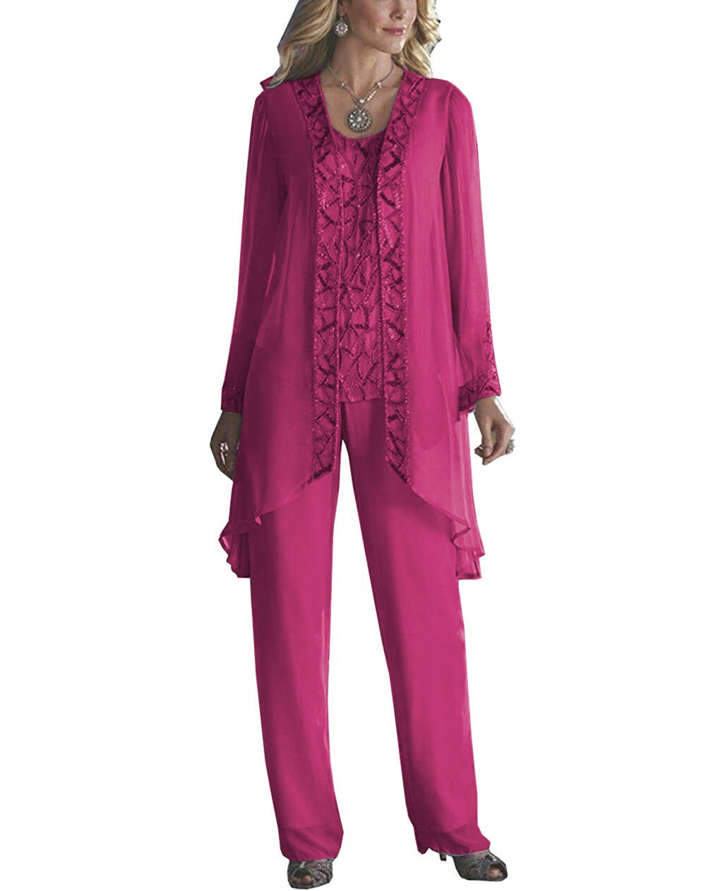 Guest Dressed-3 Piece Mother Of The Bride/Groom Suit with Beading