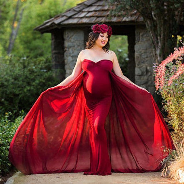 Guest Dressed-Maxi Off the Shoulder Maternity Dress