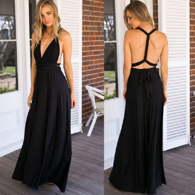 Guest Dressed-Elegant Multiway Convertible Maxi Dress Wedding Guest Dress