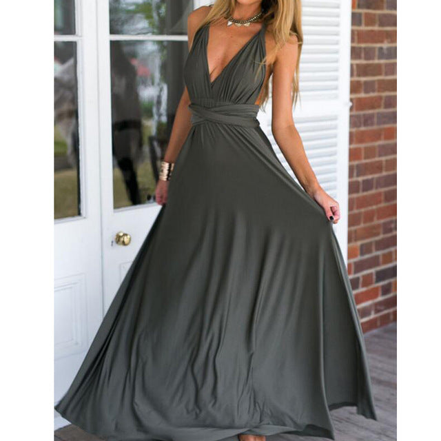 Guest Dressed-Elegant Multiway Convertible Maxi Dress Wedding Guest Dress