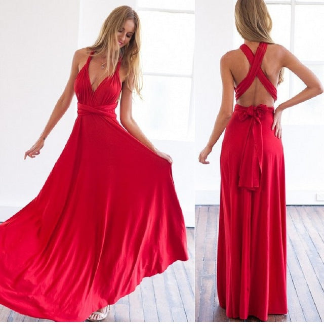 Guest Dressed-Elegant Multiway Convertible Maxi Dress Wedding Guest Dress