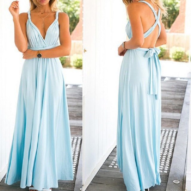 Guest Dressed-Elegant Multiway Convertible Maxi Dress Wedding Guest Dress