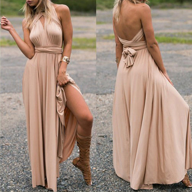 Guest Dressed-Elegant Multiway Convertible Maxi Dress Wedding Guest Dress