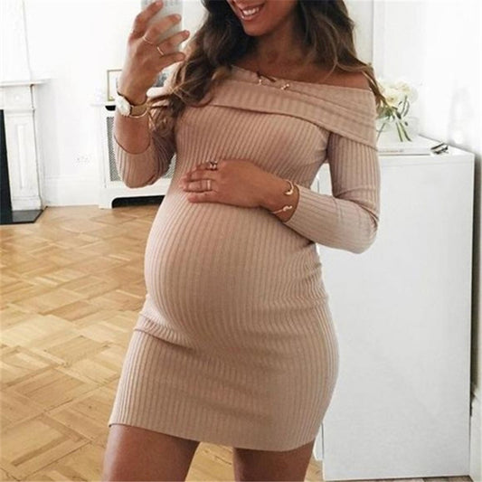 Guest Dressed-Mini Sweater Maternity Dress