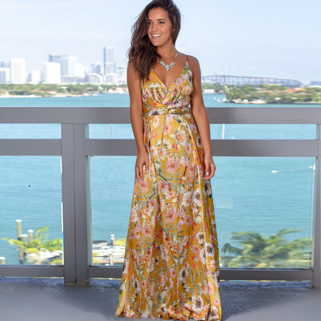 Guest Dressed-Deep V-Neck Maxi Dress with Slit