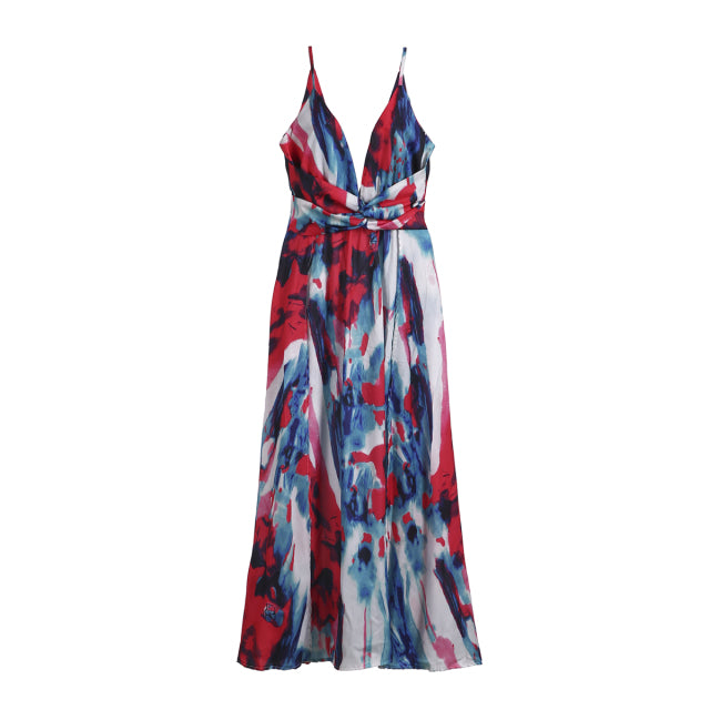 Guest Dressed-Deep V-Neck Maxi Dress with Slit
