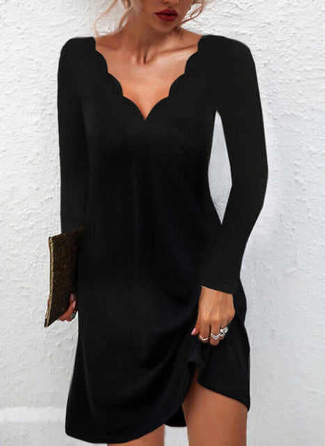Guest Dressed-Elegant Long Sleeve Black Dress