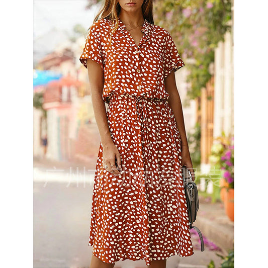 Guest Dressed-Midi High Waisted Polka Dot Dress