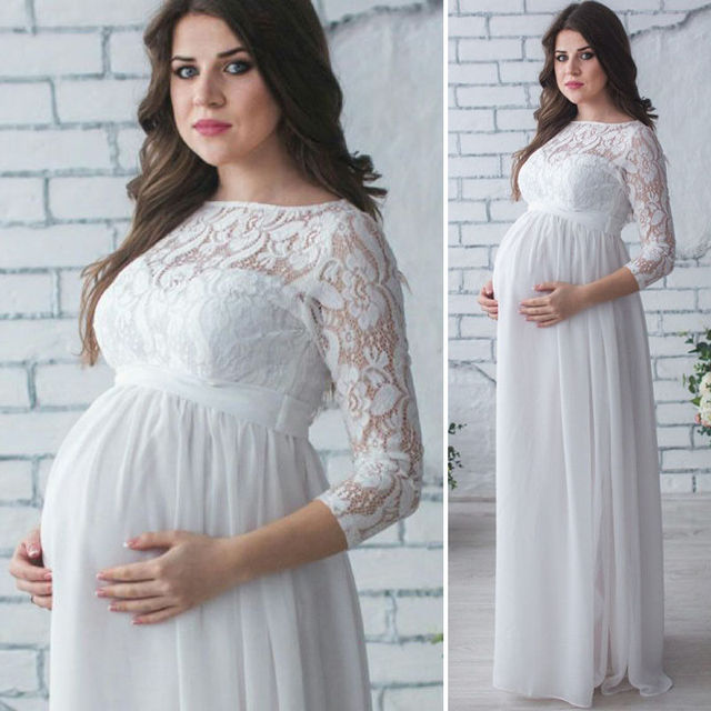 Guest Dressed-Lace Maternity Dress with 3/4 Sleeve