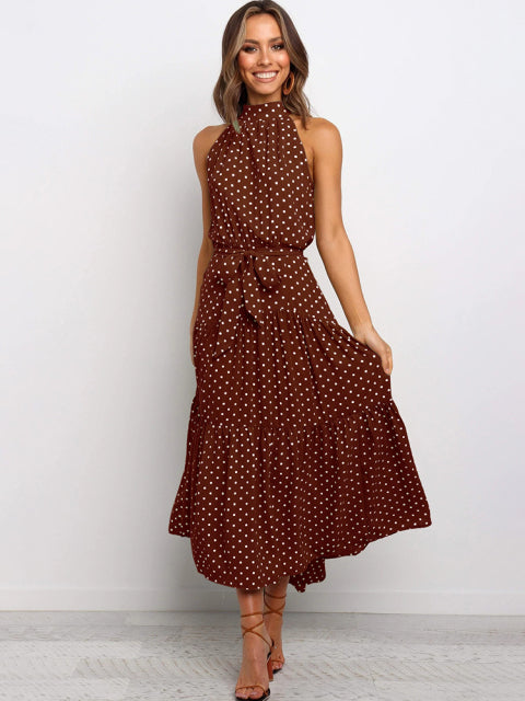 Guest Dressed-Polka Dot/Floral Maxi High Neck Dress