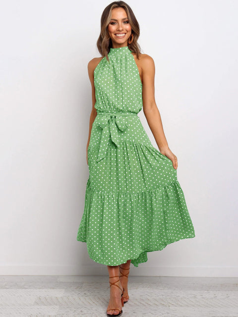 Guest Dressed-Polka Dot/Floral Maxi High Neck Dress