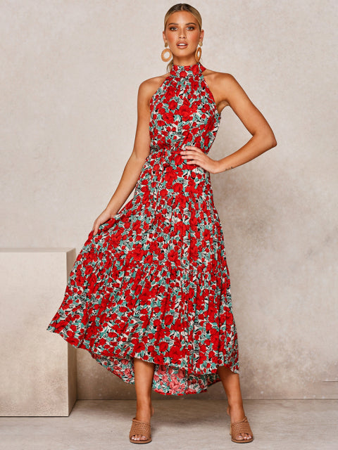 Guest Dressed-Polka Dot/Floral Maxi High Neck Dress