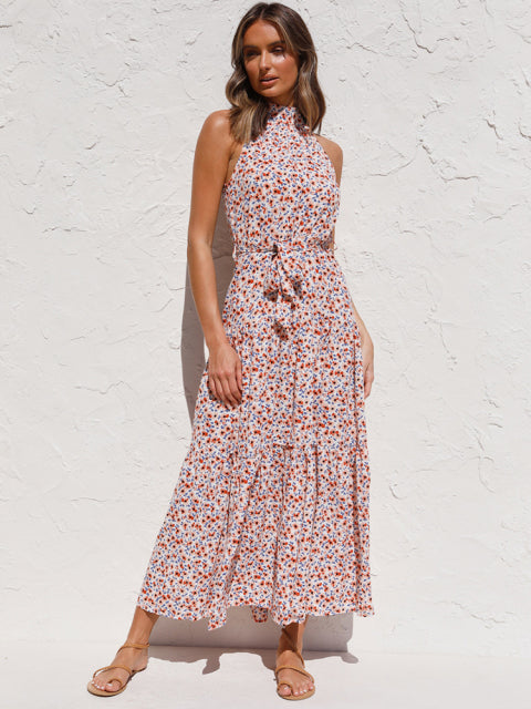 Guest Dressed-Polka Dot/Floral Maxi High Neck Dress