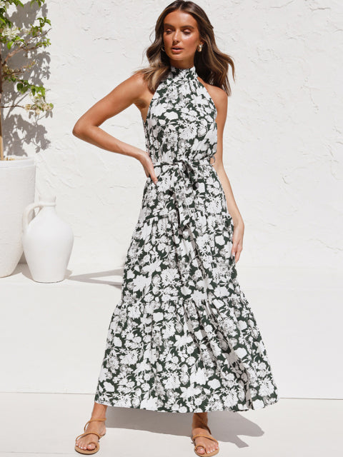 Guest Dressed-Polka Dot/Floral Maxi High Neck Dress
