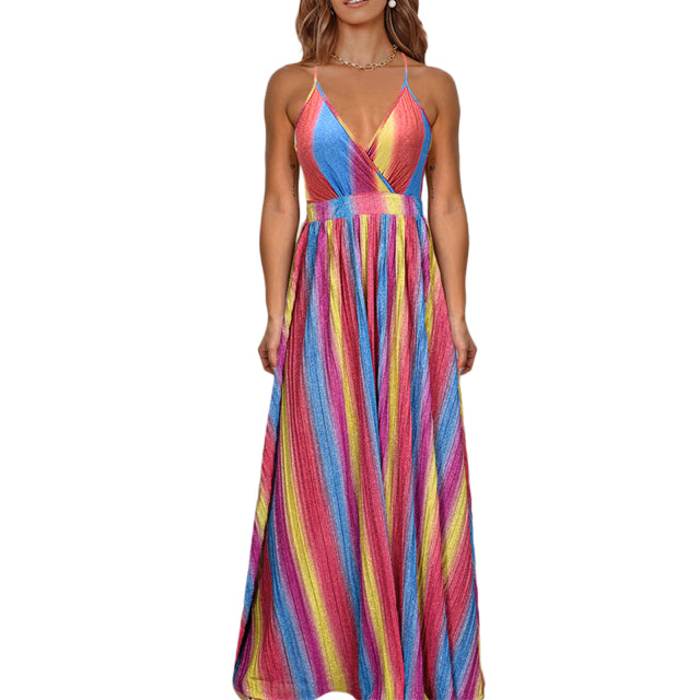 Guest Dressed-Deep V-Neck Maxi Dress with Slit