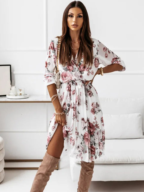 Guest Dressed-Sleeveless Floral Midi Dress Shower Dress