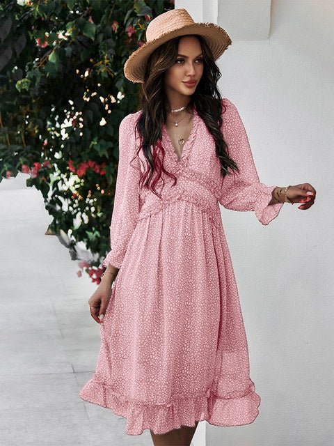 Guest Dressed-Boho Long Sleeve Floral Midi Dress