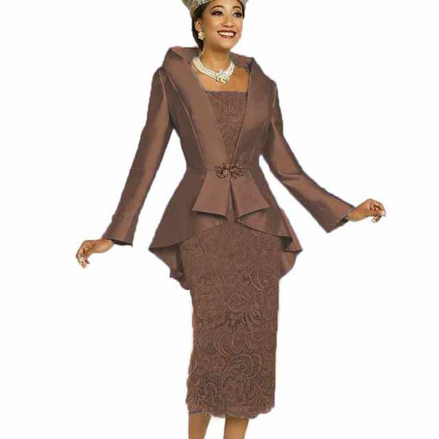 Guest Dressed-Two-Piece Mother Of The Bride/Groom Dress with Lace Body and Jacket