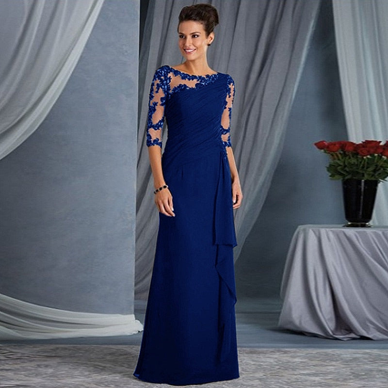 Guest Dressed-Evening Mother of the Bride/Groom Dress with Sheer 3/4 Decorative Sleeves