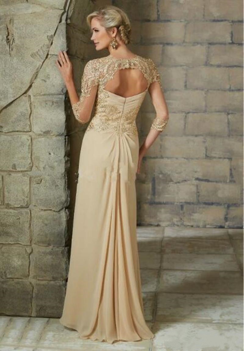 Guest Dressed-Elegant Mother of the Bride/Groom V-Neck Dress with Lace Cap Sleeves and Appliques