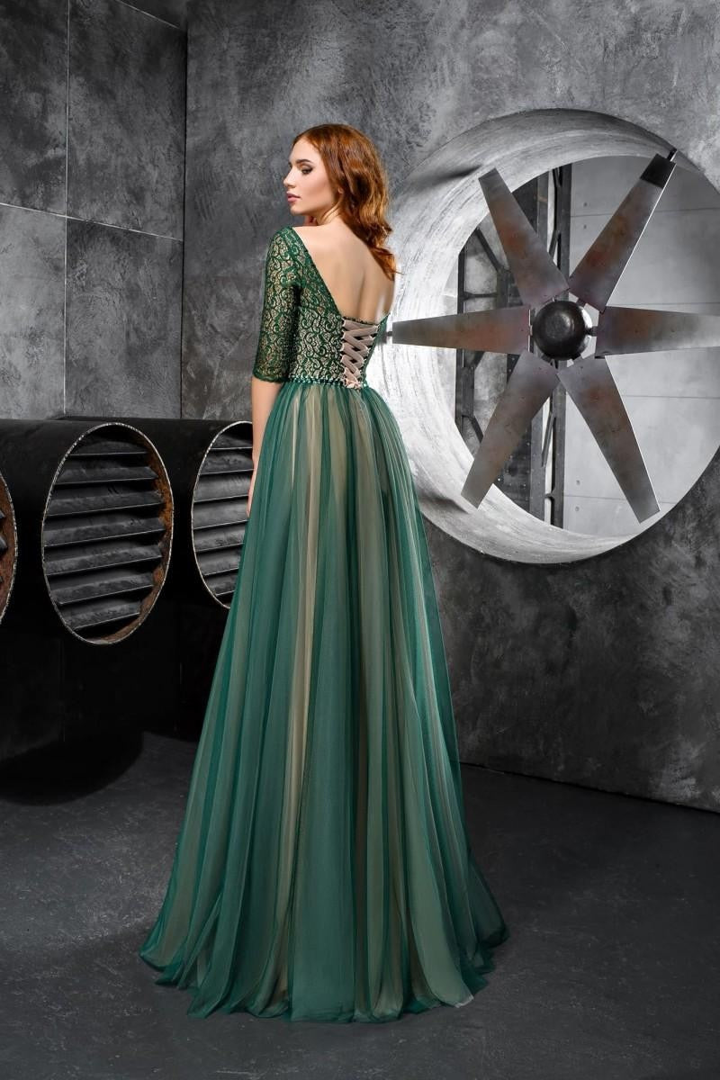 Guest Dressed-Green Mother Of The Bride/Groom 3/4 Sleeve Floor Length Tulle Dress