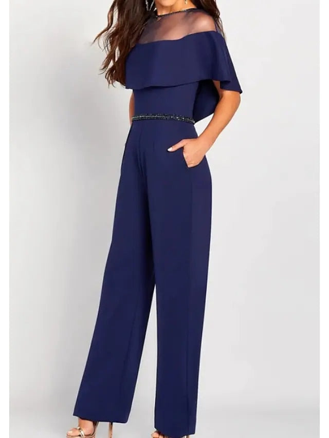 Guest Dressed-Mother Of The Bride/Groom Sheath Jumpsuits with Sheer ...