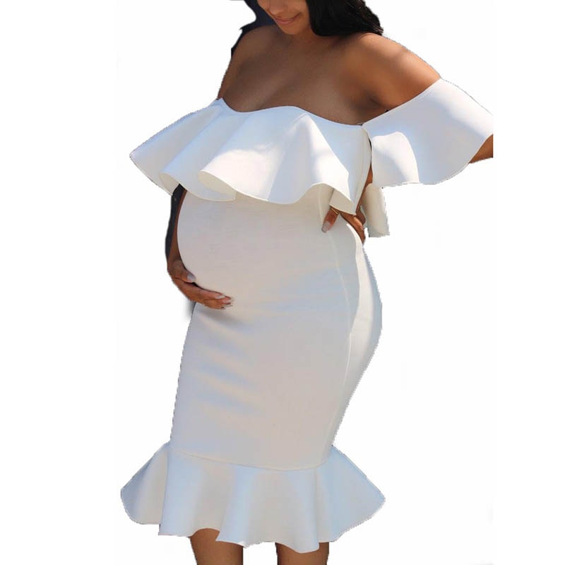 Guest Dressed-Fitted Ruffle Maternity Dresses
