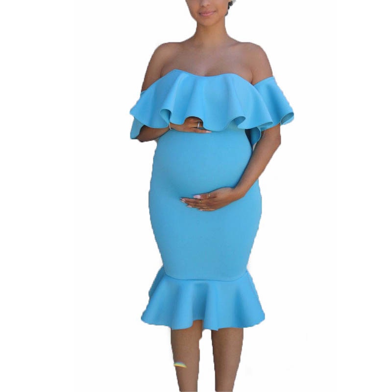 Guest Dressed-Fitted Ruffle Maternity Dresses