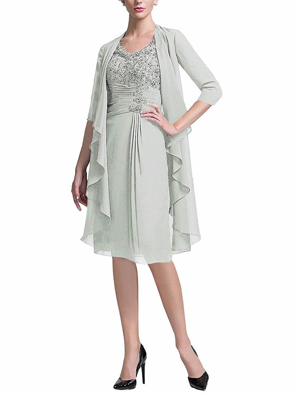 Guest Dressed-Two- Piece Knee-Length Mother of the Bride/Groom Dresses With Jacket