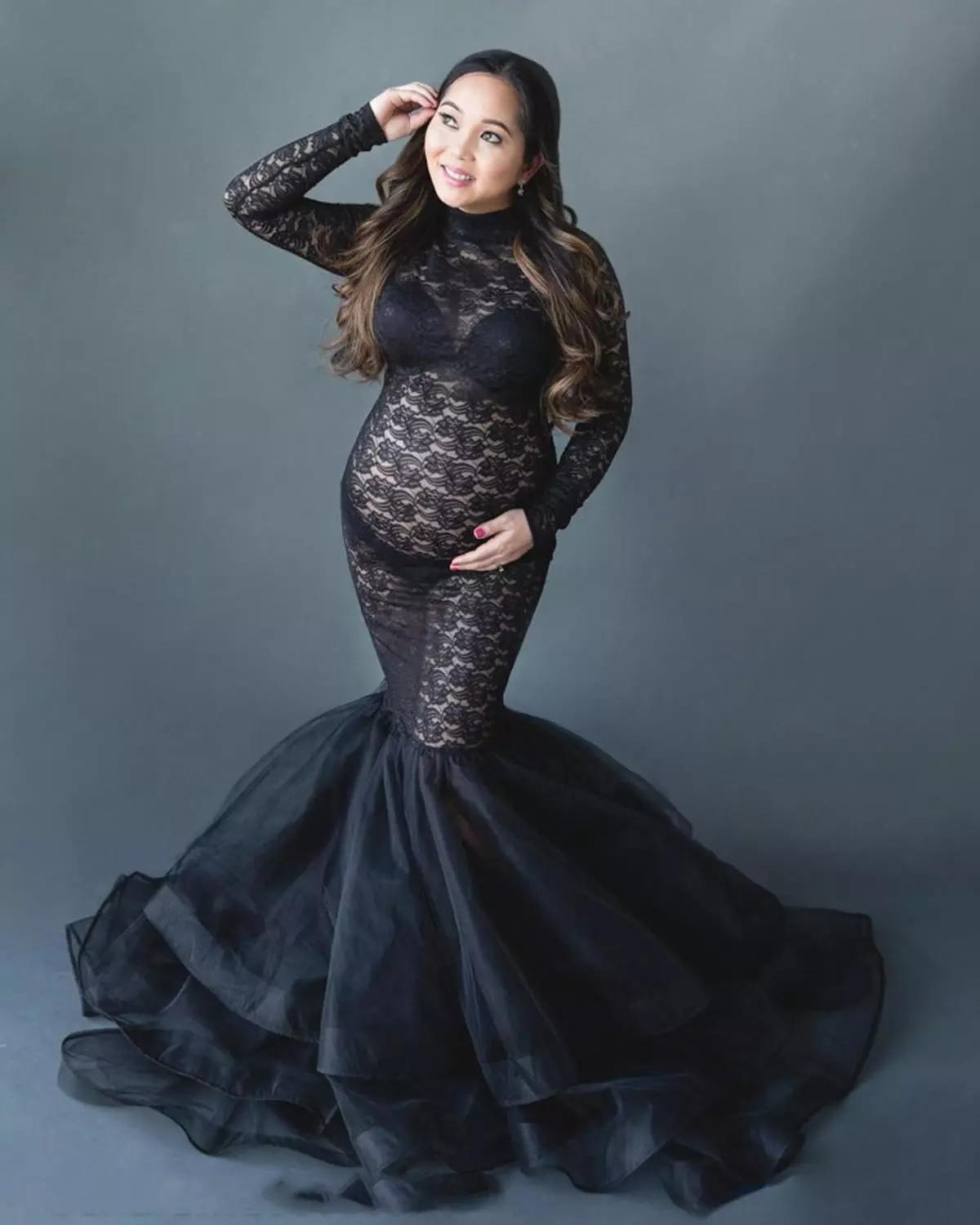 Guest Dressed-Black Lace Mermaid/Trumpet Maternity Dress