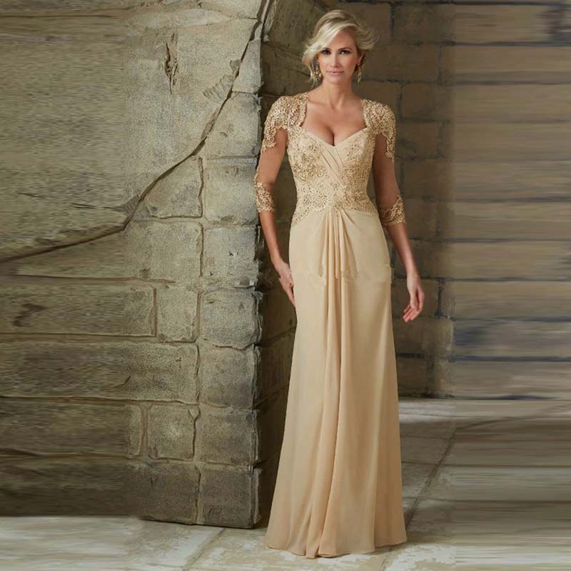Elegant Mother of the Bride/Groom V-Neck Dress with Lace Cap Sleeves and Appliques