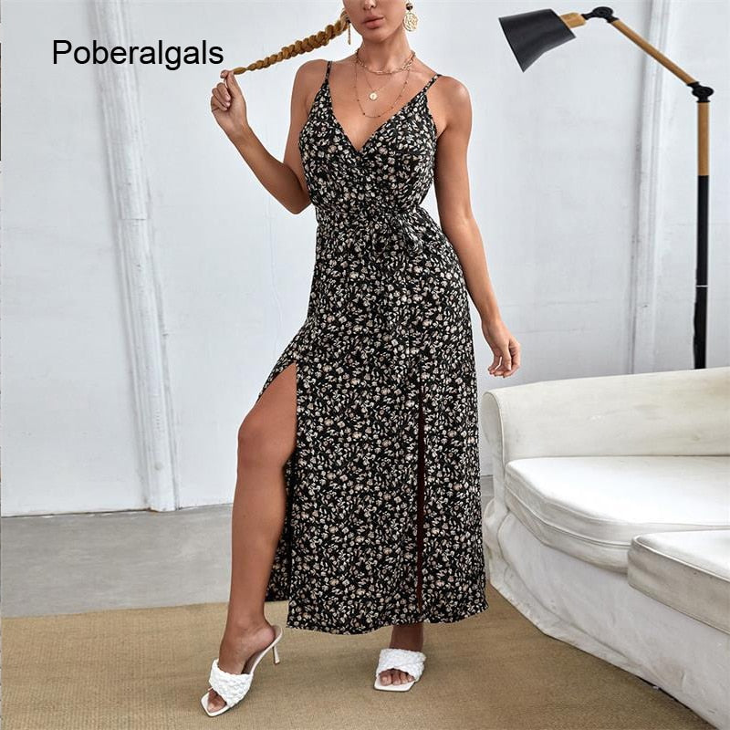 Guest Dressed-Polka Dot or Floral V-Neck Light Summer Dress