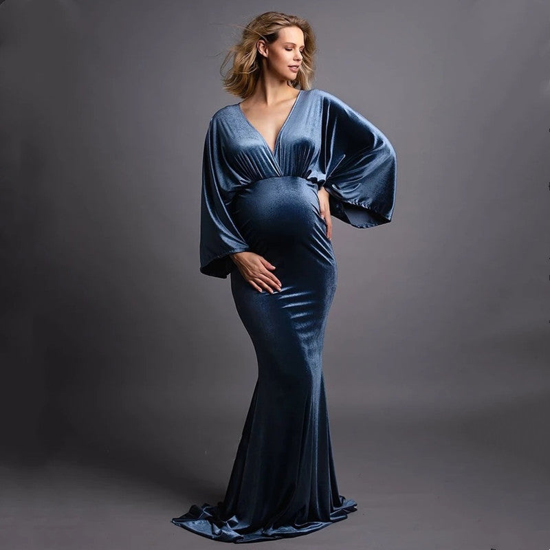 Guest Dressed-Sleek Floor-Length Maternity Dress