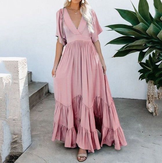 fitted lace wedding dress Guest Dressed-Boho Maternity Maxi Dress