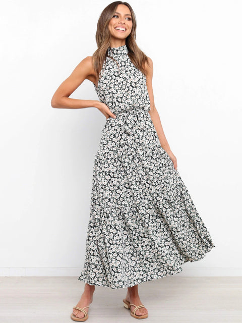 Guest Dressed-Polka Dot/Floral Maxi High Neck Dress